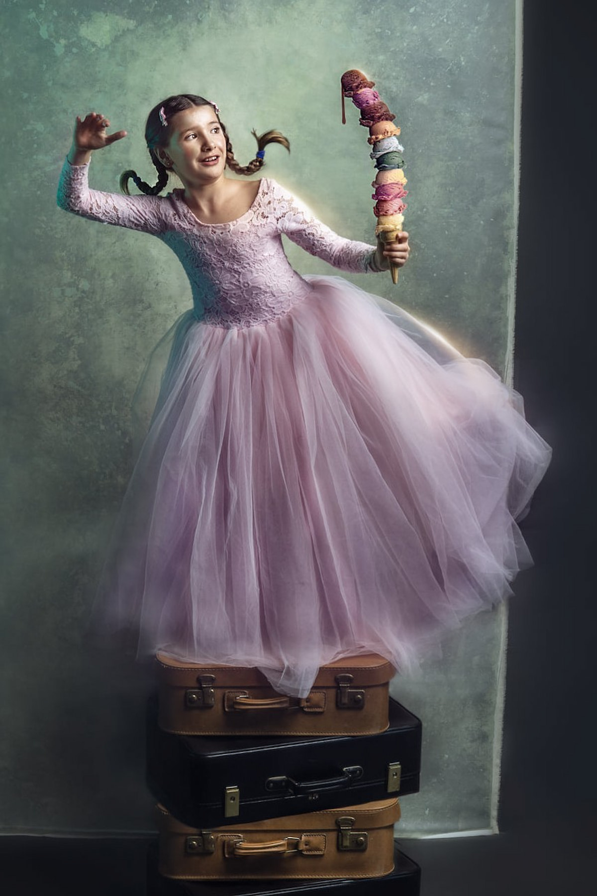 pink lace and tulle dress for girls studio photoshoot whimsical photography outfit