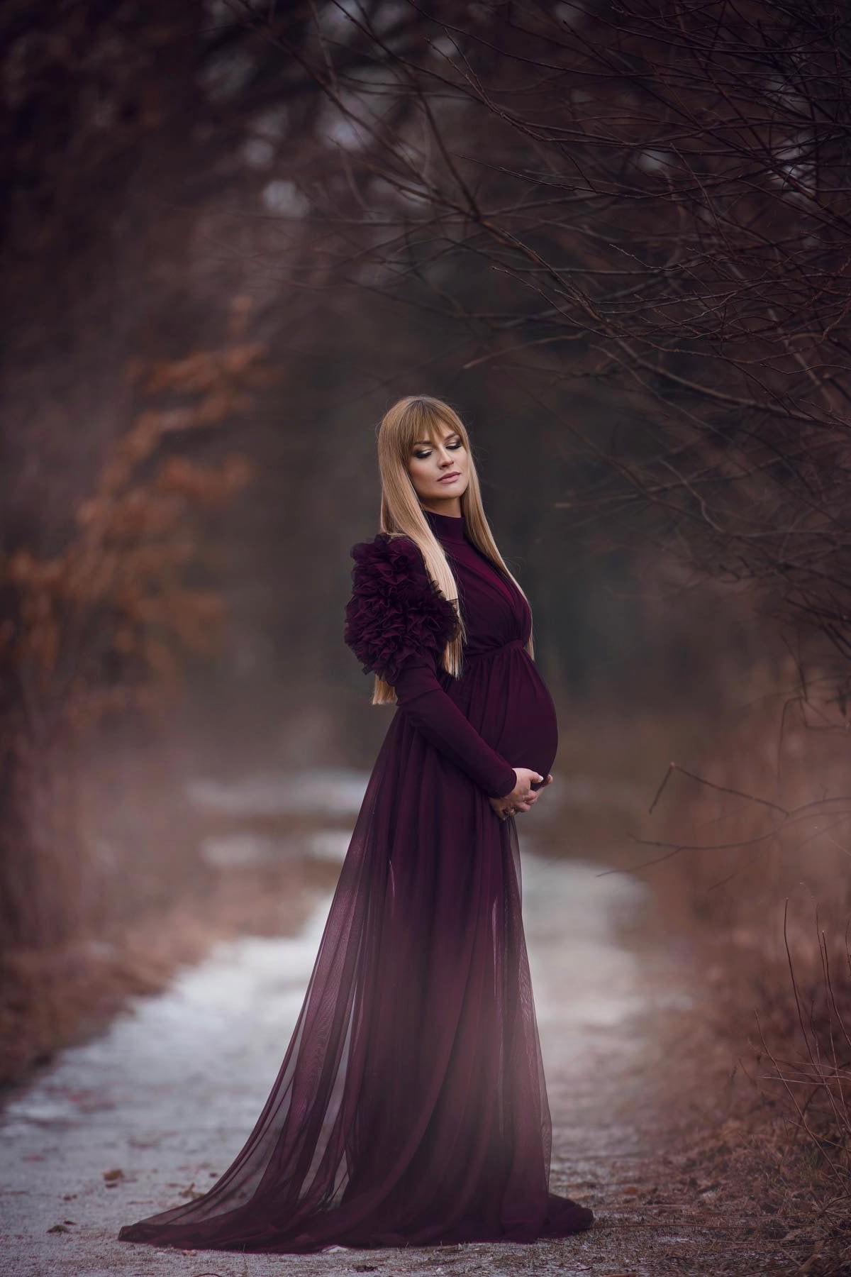 modular maternity gown jersey dress and tulle layer