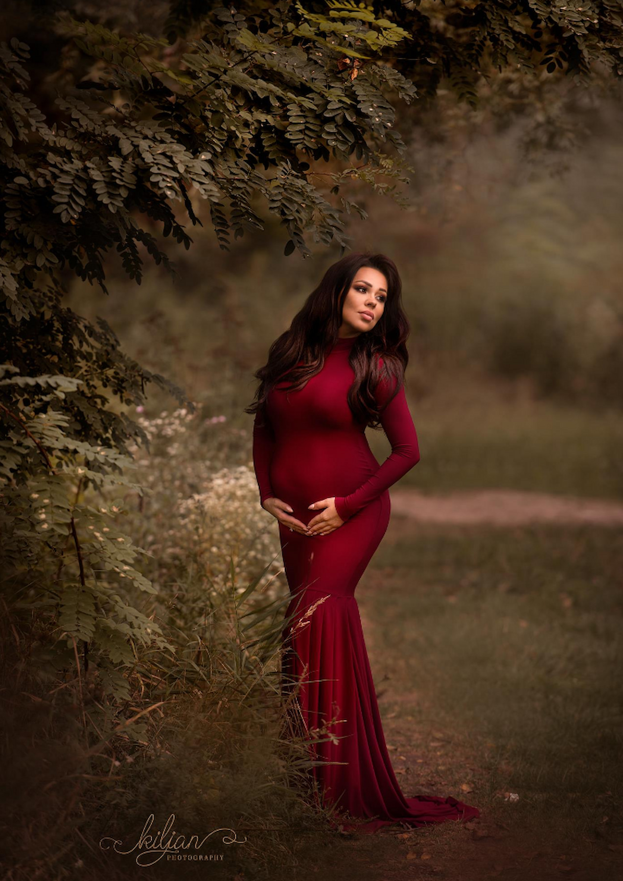 studio maternity photoshoot dress Debora long sleeve pregnancy gown