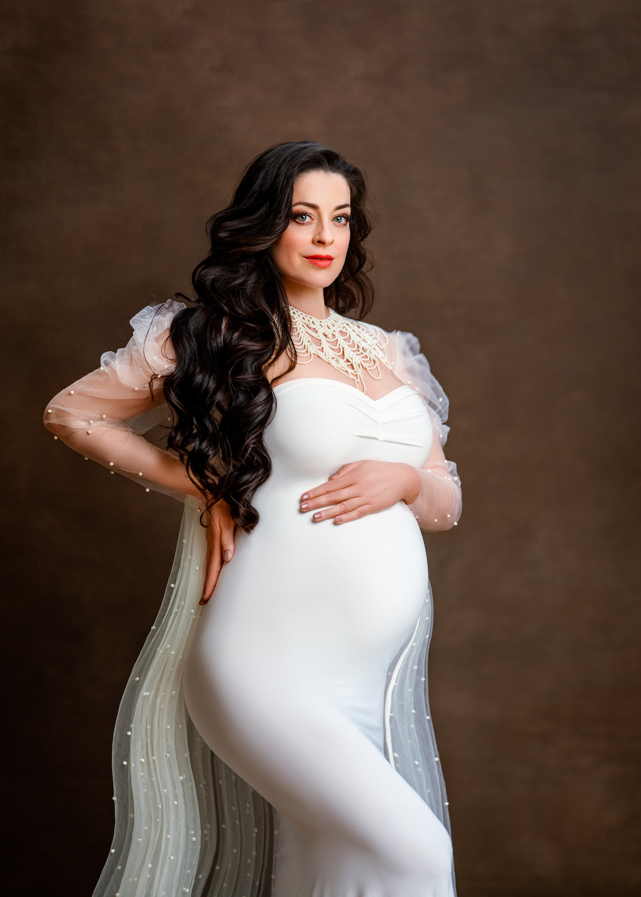 kamaprops Beth pearl tulle maternity gown set