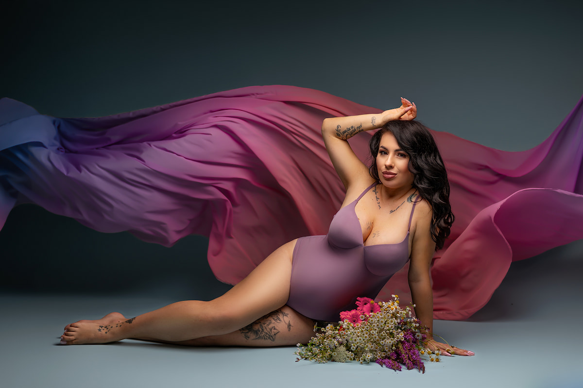 fine art maternity bodysuit with shaping effect