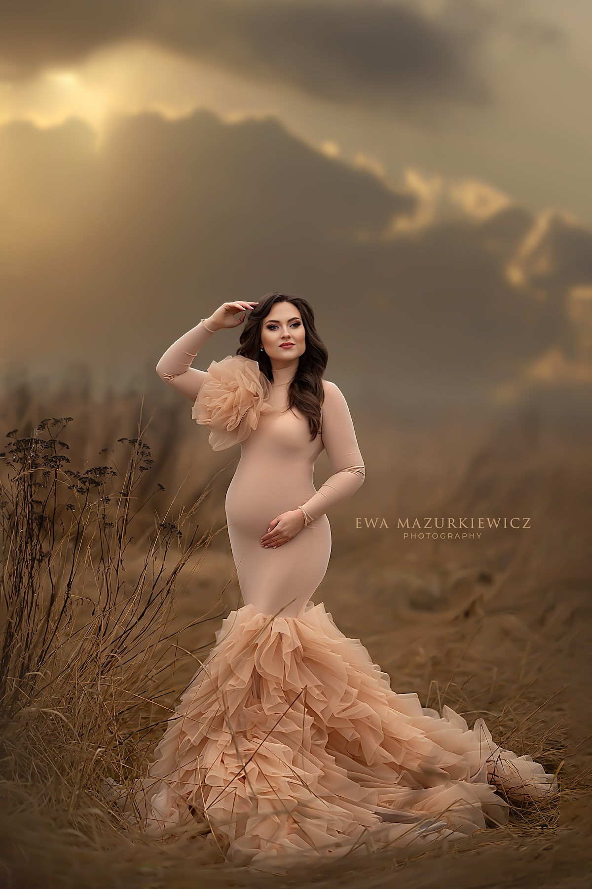 Dina maternity gown outdoor pregnancy photoshoot