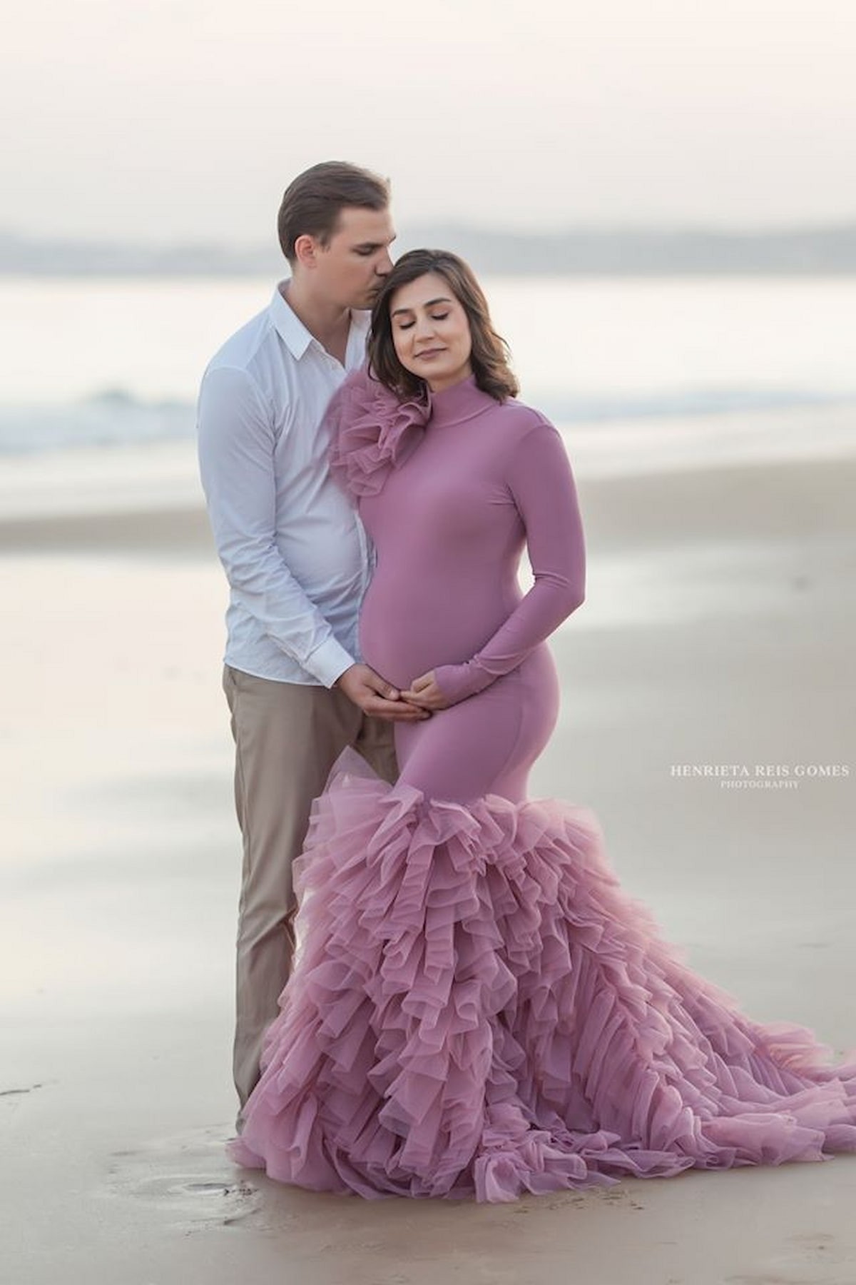Dina maternity gown pink photoshoot dress with tulle skirt