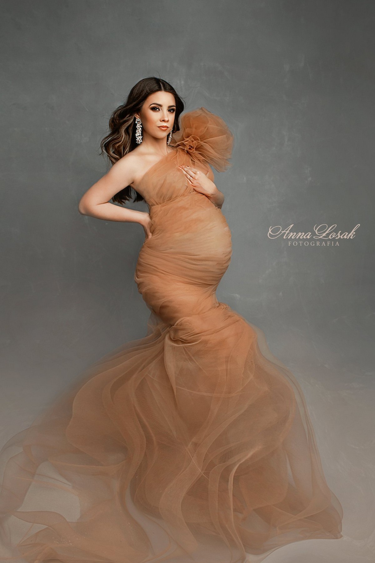 tulle maternity wrap brown fashion style pregnancy photoshoot dress effect
