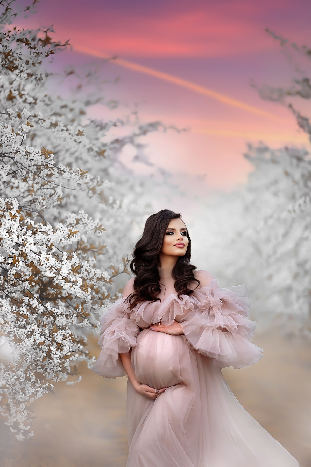 maternity gown set with tulle dress and jersey base
