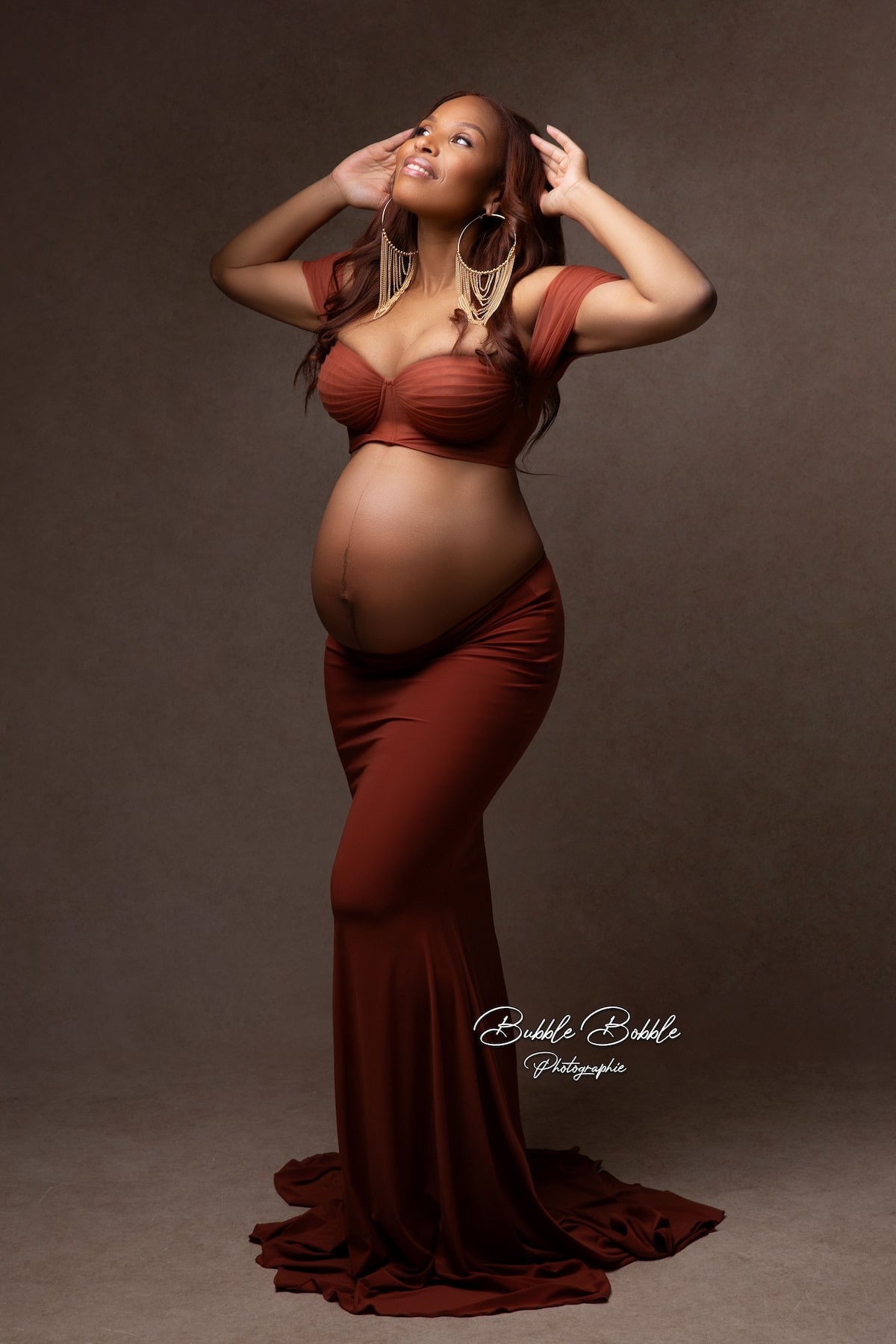 maternity photoshoot dress golden hour tulle