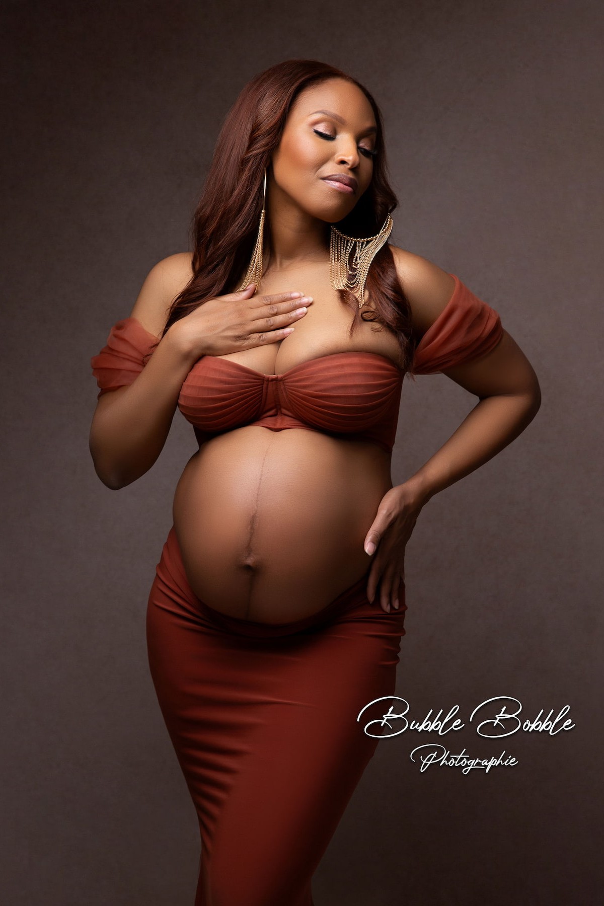 maternity photoshoot dress golden hour tulle corset