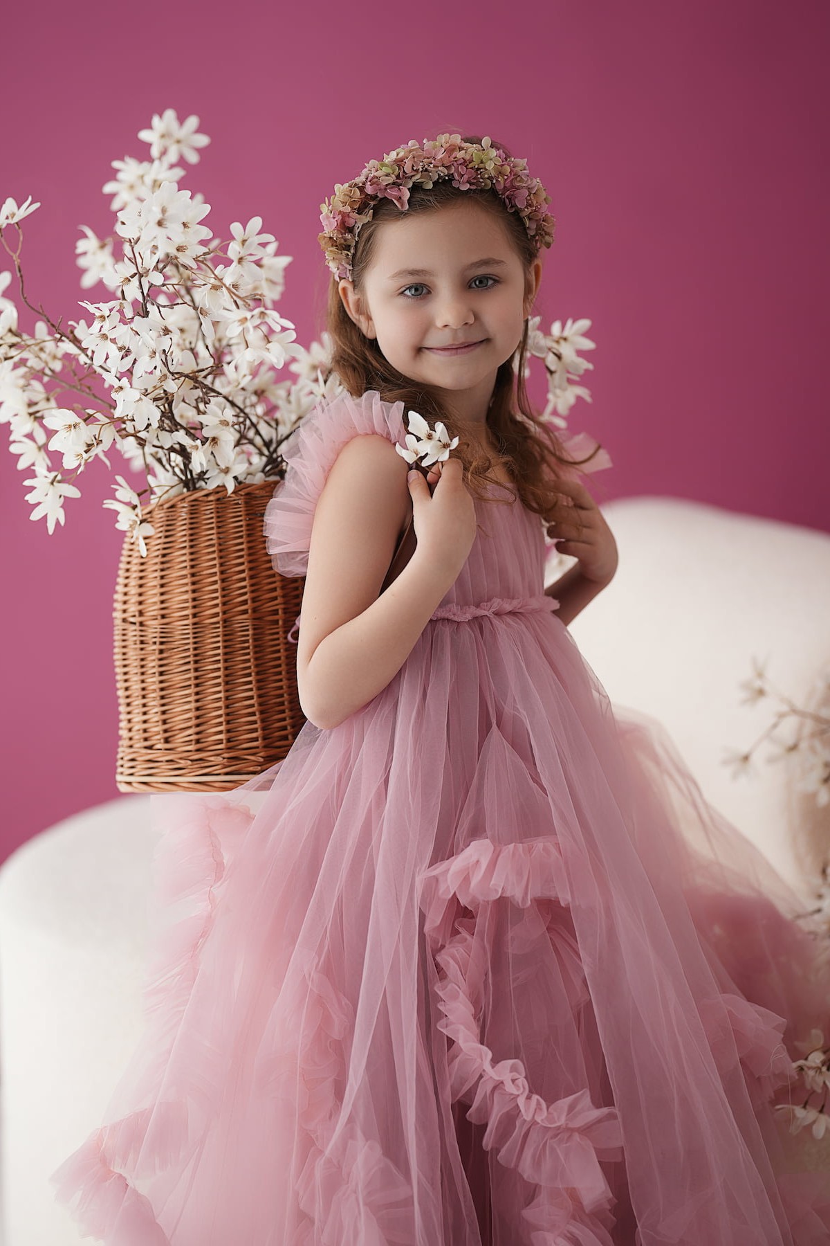 Paloma dress with layered tulle skirt and ruffles